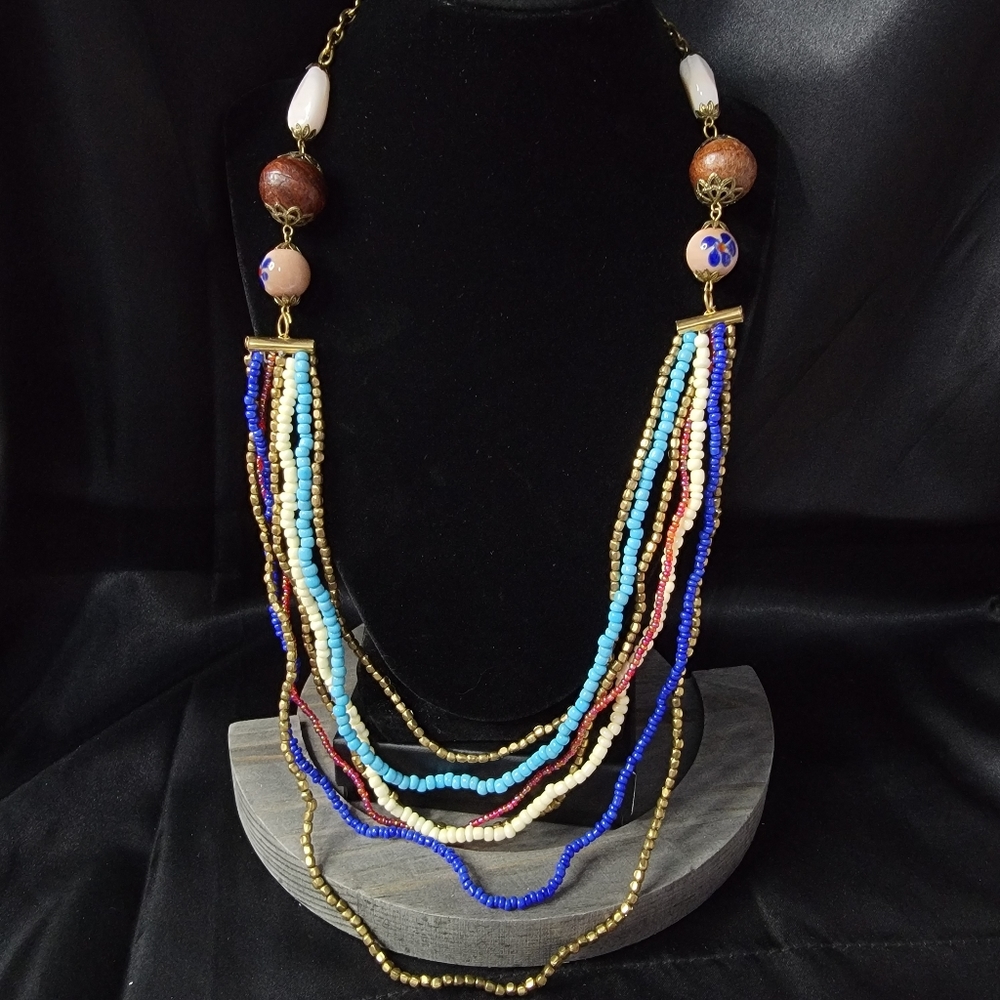 Cascading Bohemian Bead Necklace